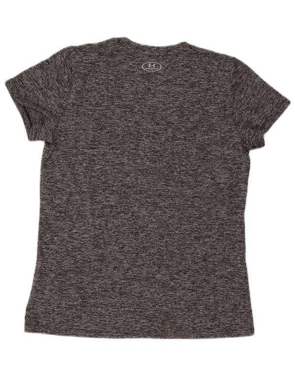 UNDER ARMOUR Womens Heat Gear Graphic T-Shirt Top UK 14 Medium Grey