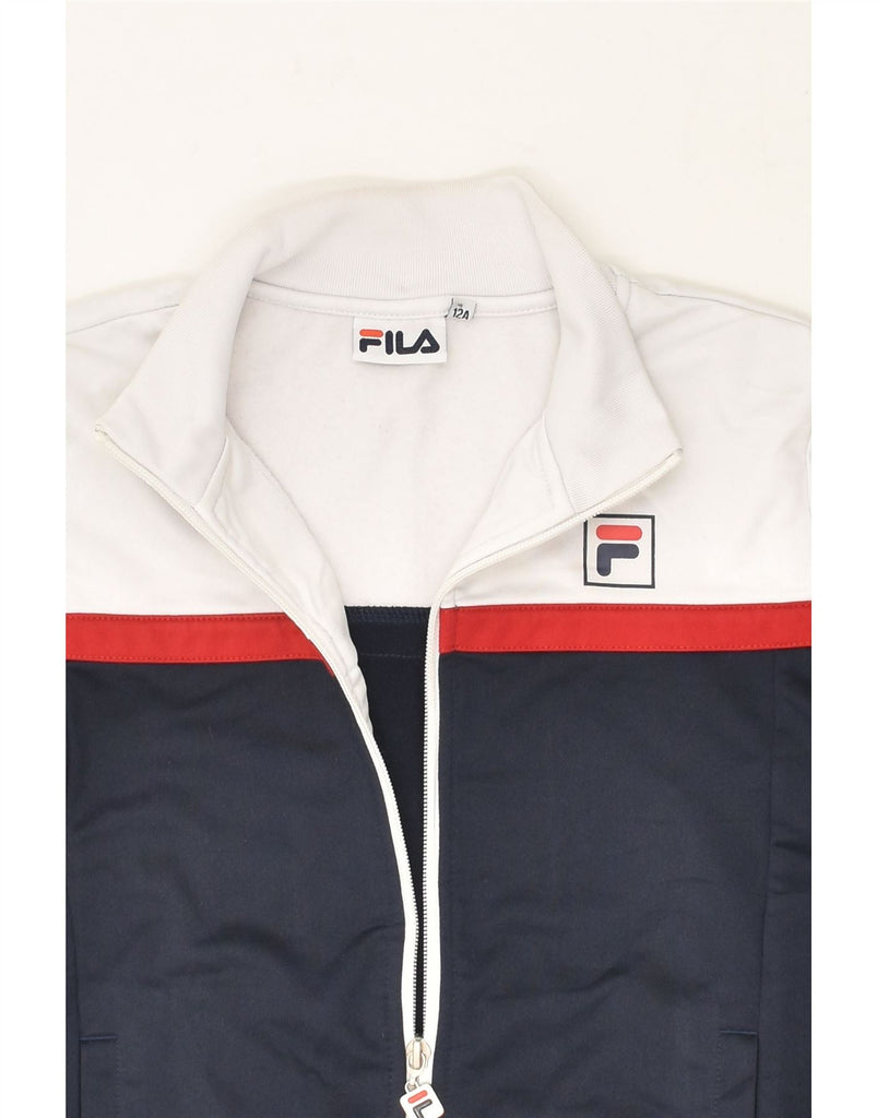 FILA Boys Tracksuit Top Jacket 11-12 Years Navy Blue Colourblock Polyester | Vintage Fila | Thrift | Second-Hand Fila | Used Clothing | Messina Hembry 