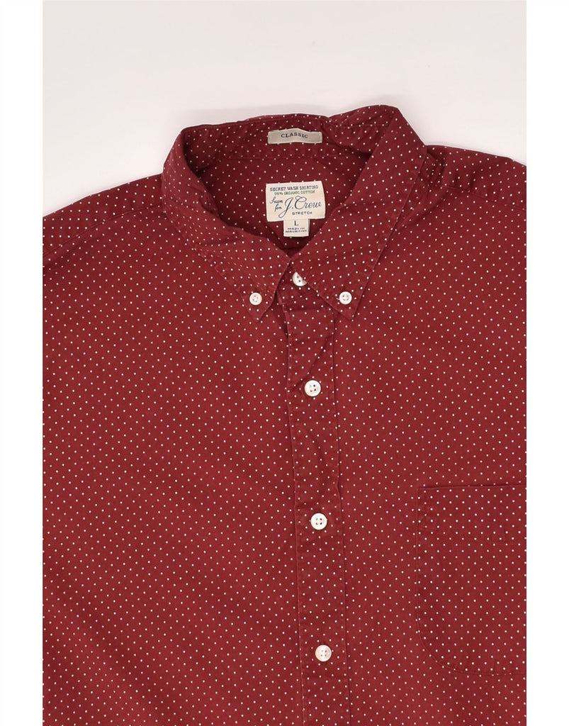 J. CREW Mens Stretch Classic Fit Shirt Large Red Polka Dot Cotton | Vintage J. Crew | Thrift | Second-Hand J. Crew | Used Clothing | Messina Hembry 