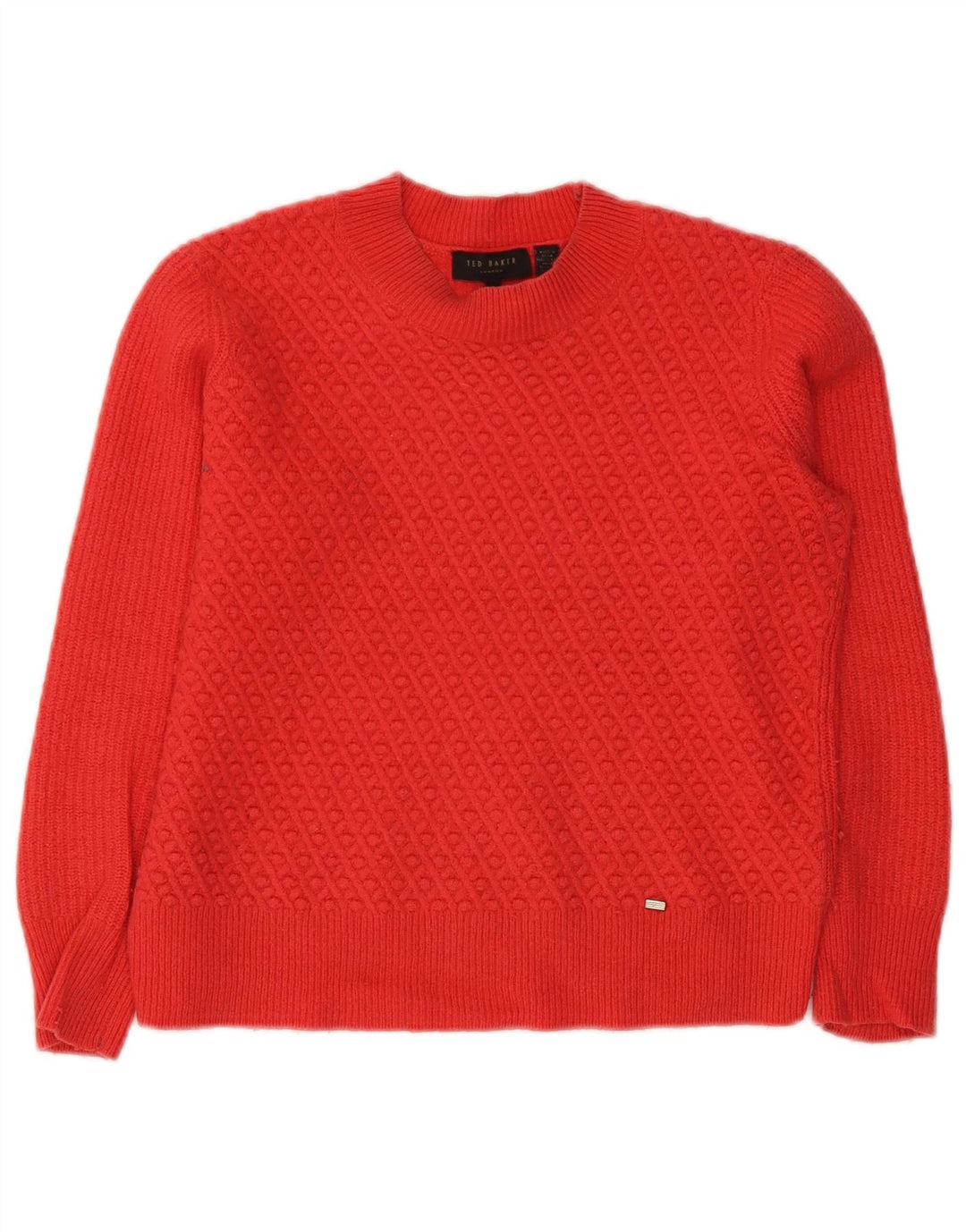 Ted Baker Womens Crop Turtle Neck Jumper Sweater Size 1 XS Red Cotton