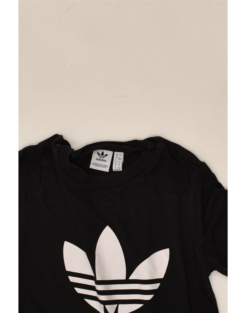 ADIDAS Womens Graphic T-Shirt Top UK 8 Small Black Cotton | Vintage Adidas | Thrift | Second-Hand Adidas | Used Clothing | Messina Hembry 