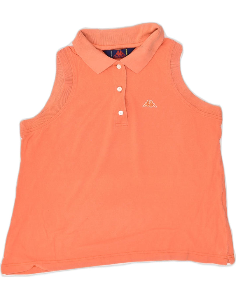 KAPPA Womens Sleeveless Polo Shirt UK 14 Medium Orange | Vintage Kappa | Thrift | Second-Hand Kappa | Used Clothing | Messina Hembry 