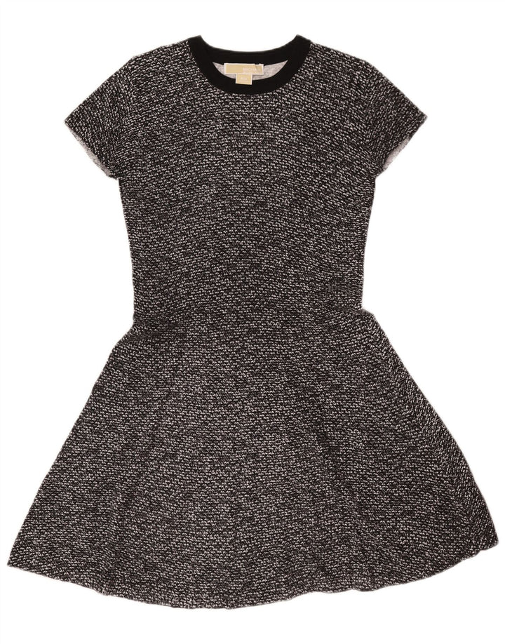 Michael Kors Womens A-Line Dress UK 12 Medium Black Flecked Cotton