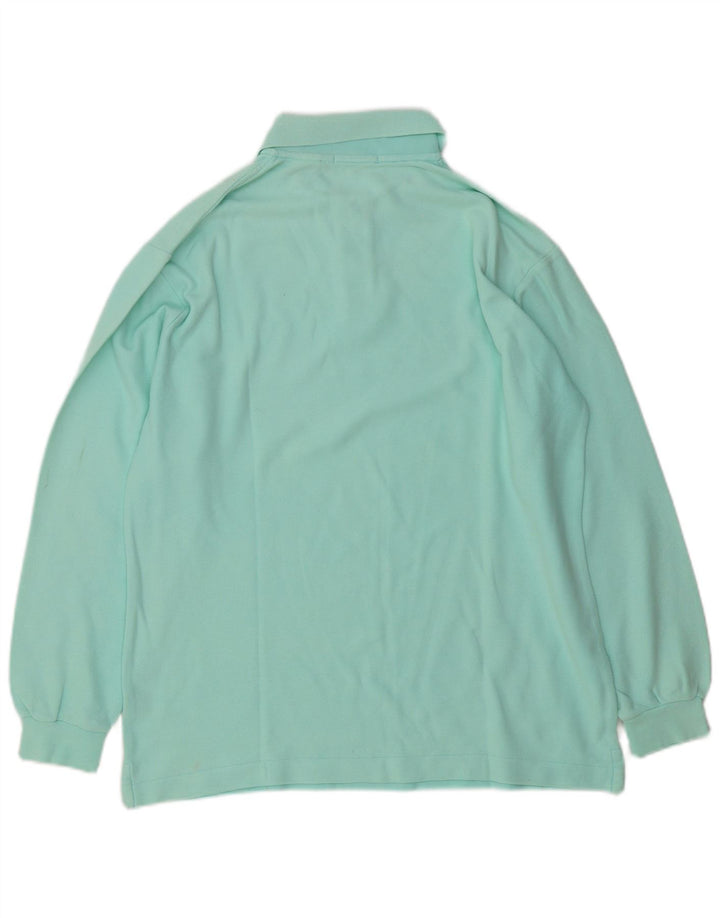 Fila Mens Long Sleeve Polo Shirt IT 48 Medium Turquoise Cotton
