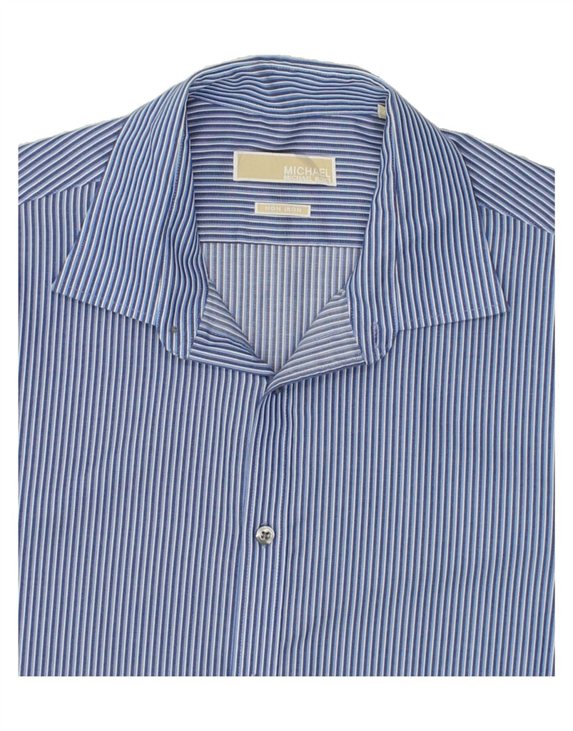 MICHAEL KORS Mens Shirt Size 17 XL Blue Striped Cotton | Vintage Michael Kors | Thrift | Second-Hand Michael Kors | Used Clothing | Messina Hembry 