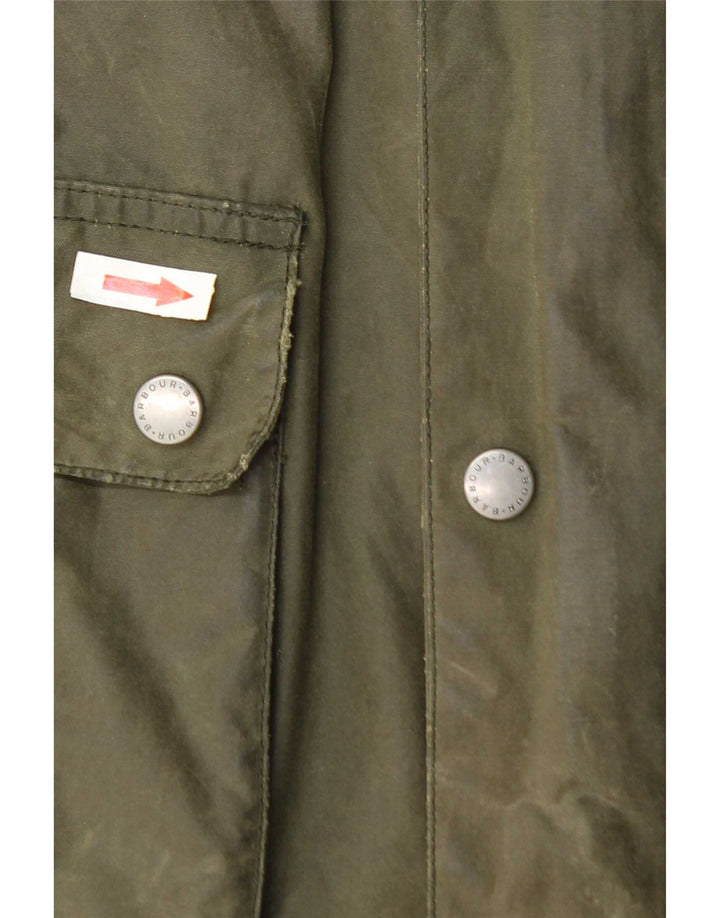 Barbour Mens Waxed Cotton Jacket UK 36 Small Green Cotton