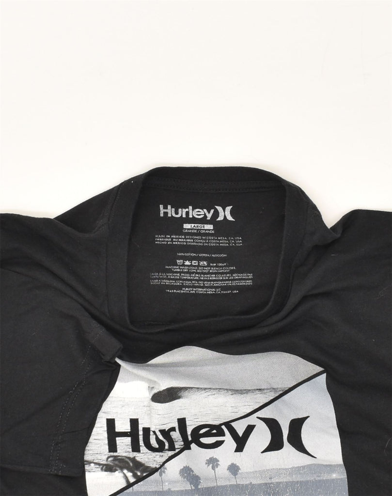 HURLEY Mens Graphic T-Shirt Top Large Black Cotton | Vintage Hurley | Thrift | Second-Hand Hurley | Used Clothing | Messina Hembry 