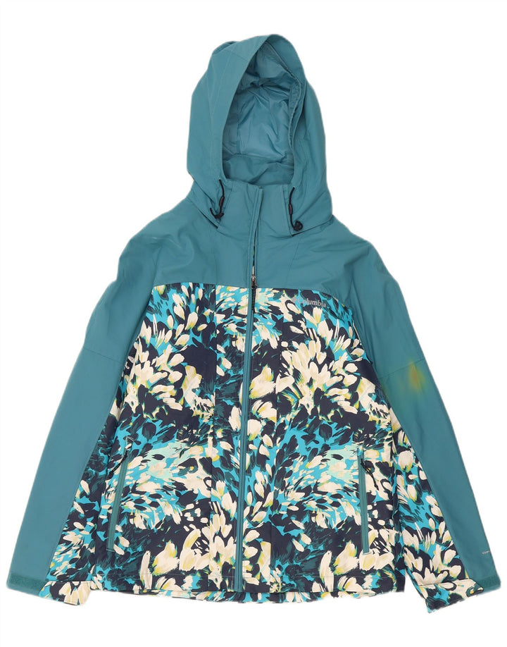 Columbia Womens Hooded Windbreaker Jacket UK 10 Small Blue Floral Polyester