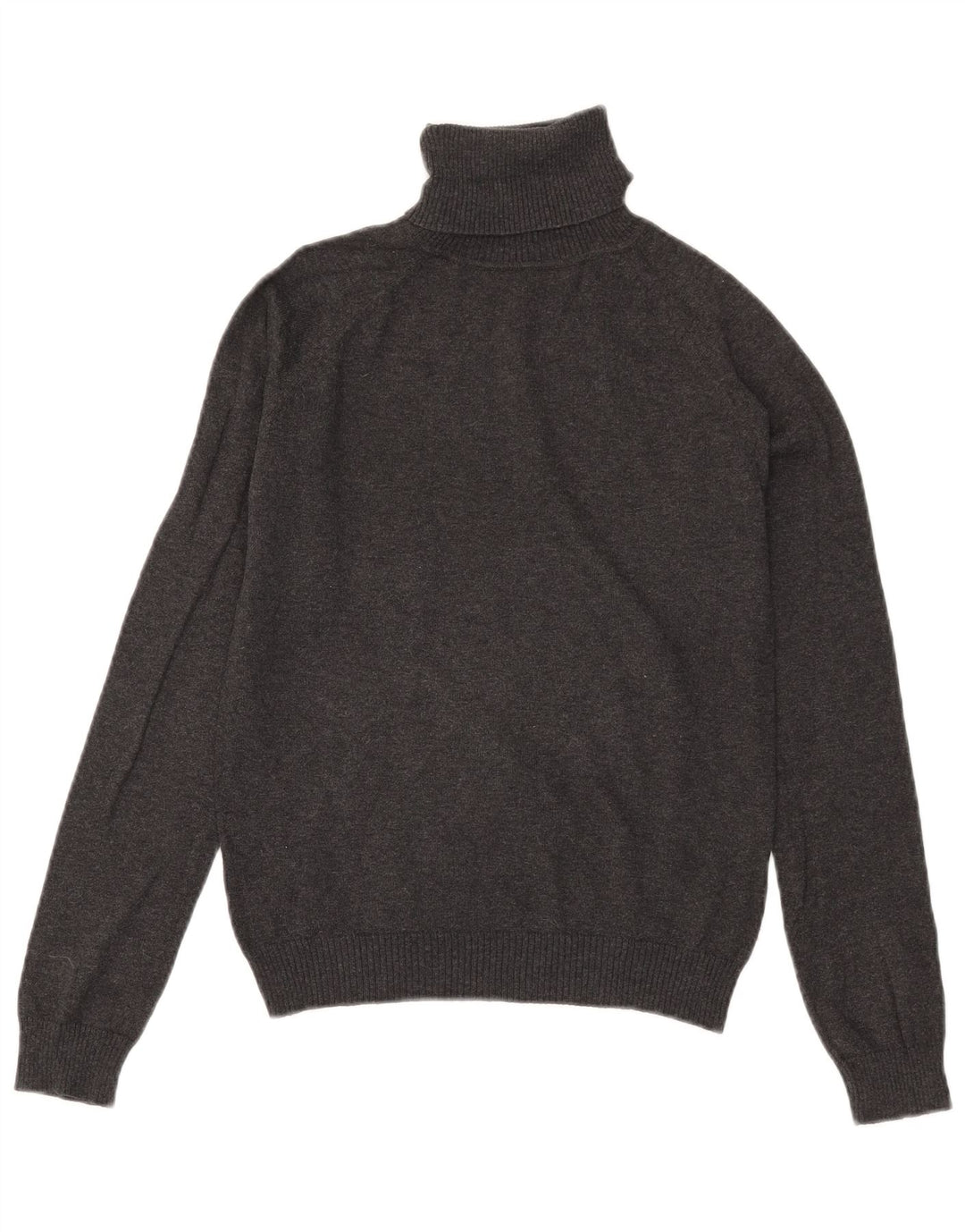 Zara Womens Crop Roll Neck Jumper Sweater UK 12 Medium Grey Cotton