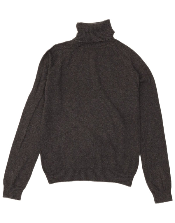 Zara Womens Crop Roll Neck Jumper Sweater UK 12 Medium Grey Cotton