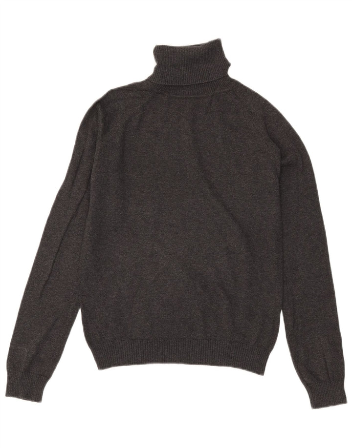 Zara Womens Crop Roll Neck Jumper Sweater UK 12 Medium Grey Cotton