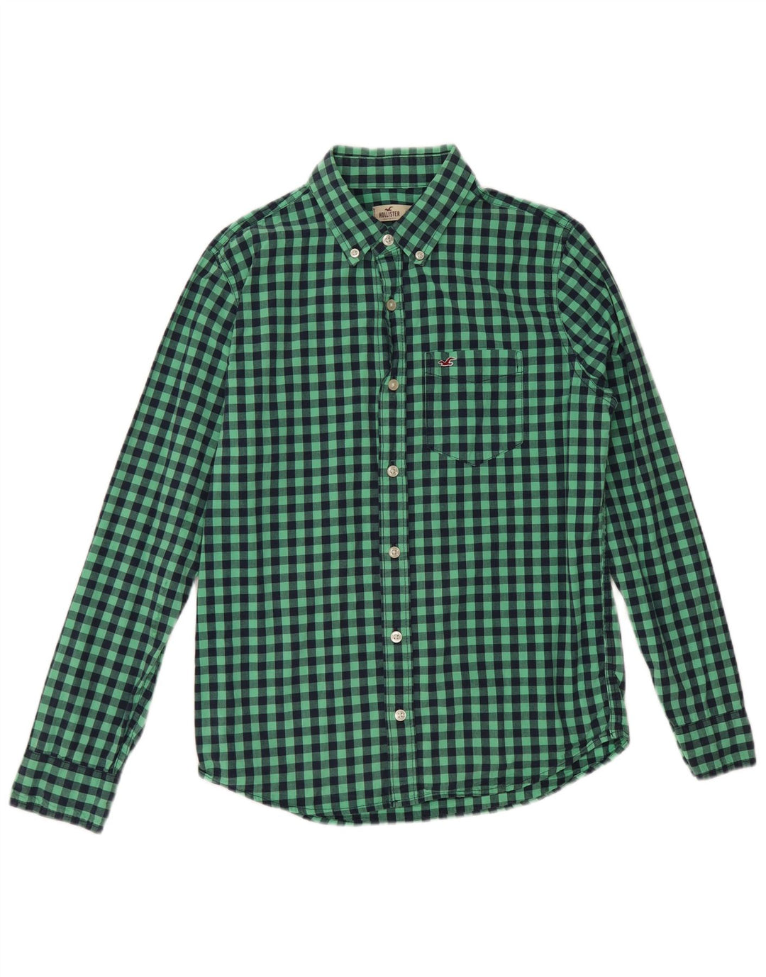hollister mens dress shirts Hollister Mens Shirt Small Green Gingham Cotton