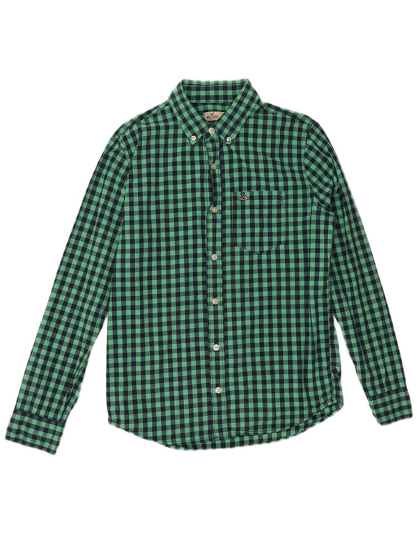 Hollister Mens Shirt Small Green Gingham Cotton