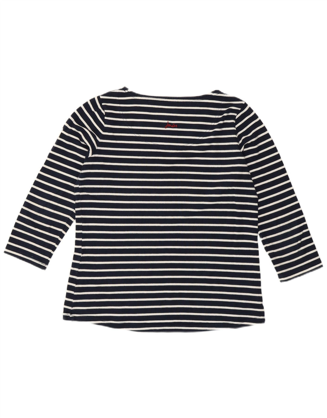 JOULES Womens Top 3/4 Sleeve UK 12 Medium Navy Blue Striped Cotton