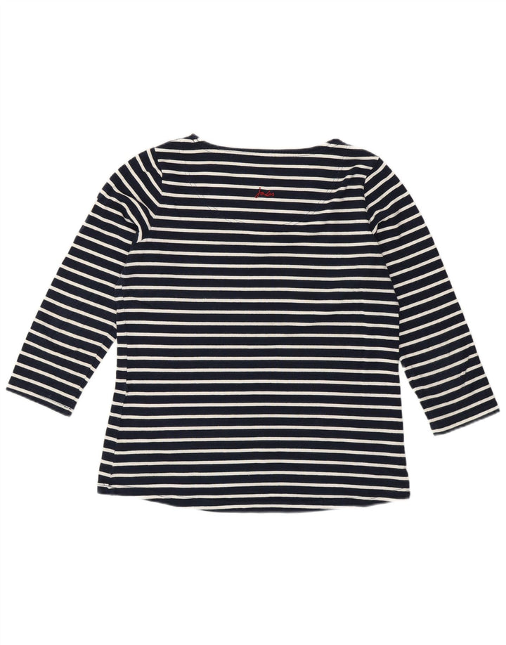 JOULES Womens Top 3/4 Sleeve UK 12 Medium Navy Blue Striped Cotton