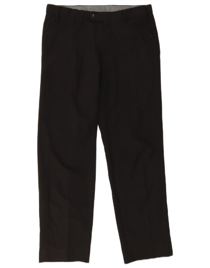 Marks & Spencer Mens Regular Chino Trousers W32 L29 Black Polyester