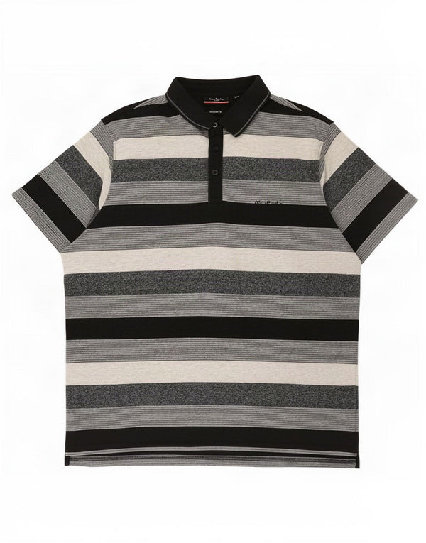 Pierre Cardin Mens Regular Fit Polo Shirt 3XL Grey Striped Cotton
