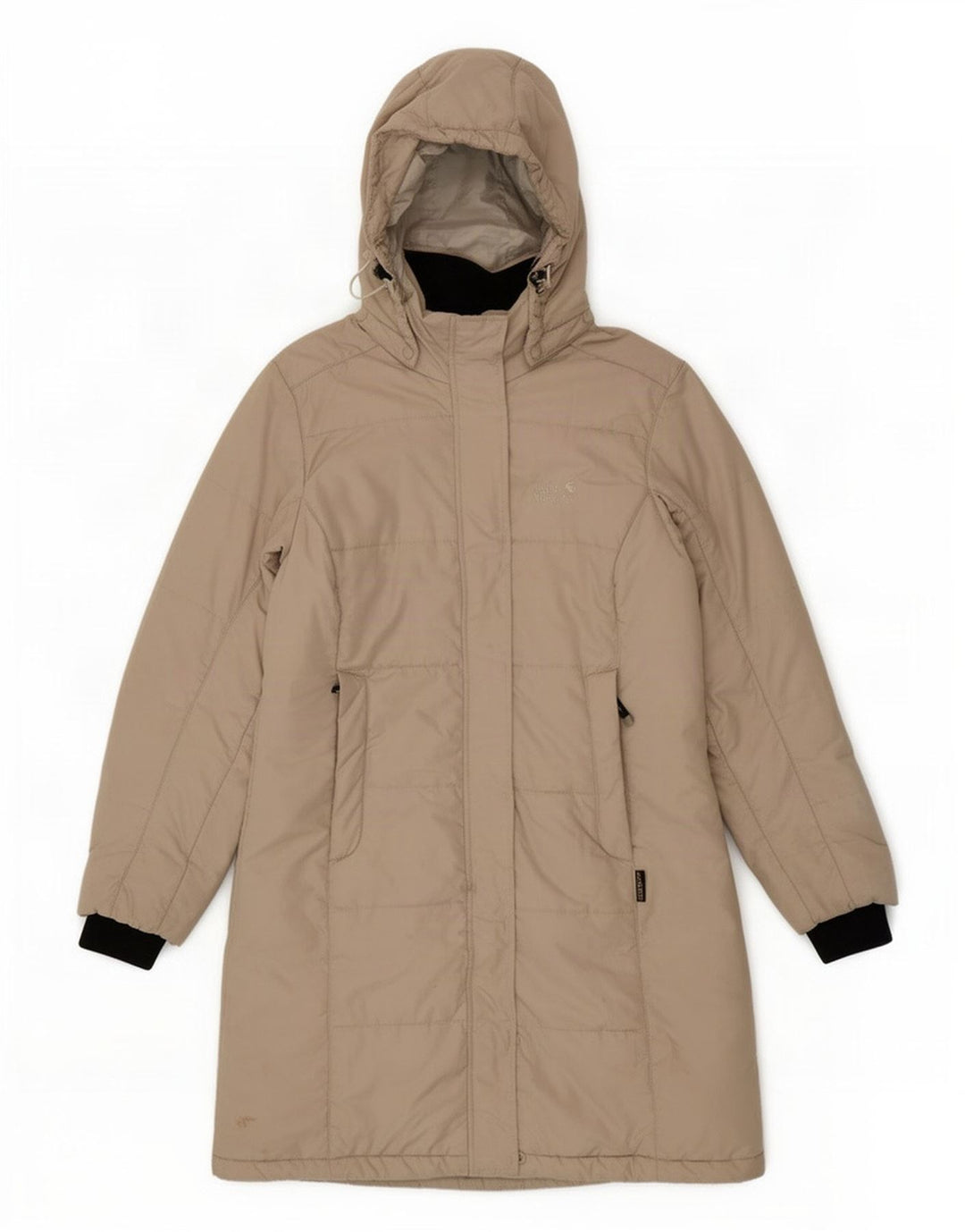 Jack Wolfskin Womens Hooded Padded Coat UK 12/14 Medium Beige Polyester