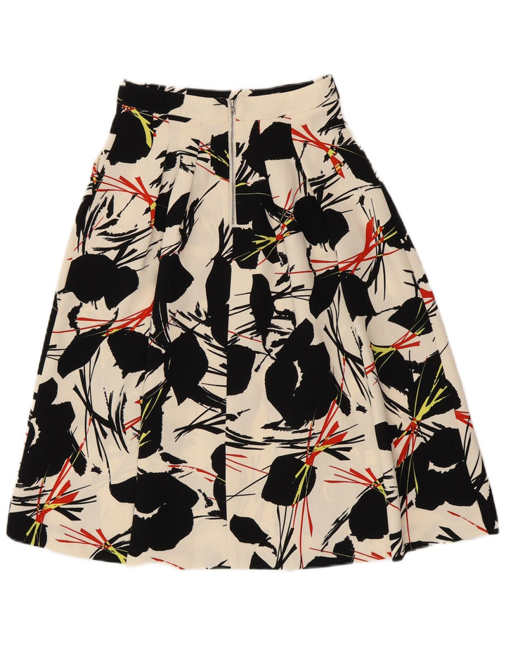 WAREHOUSE Womens A-Line Skirt UK 6 XS W25  Off White Floral Polyester