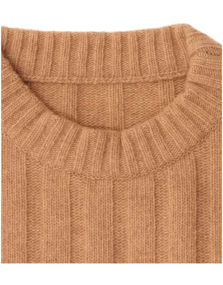 Vintage Mens Crew Neck Jumper Sweater Large Beige Wool
