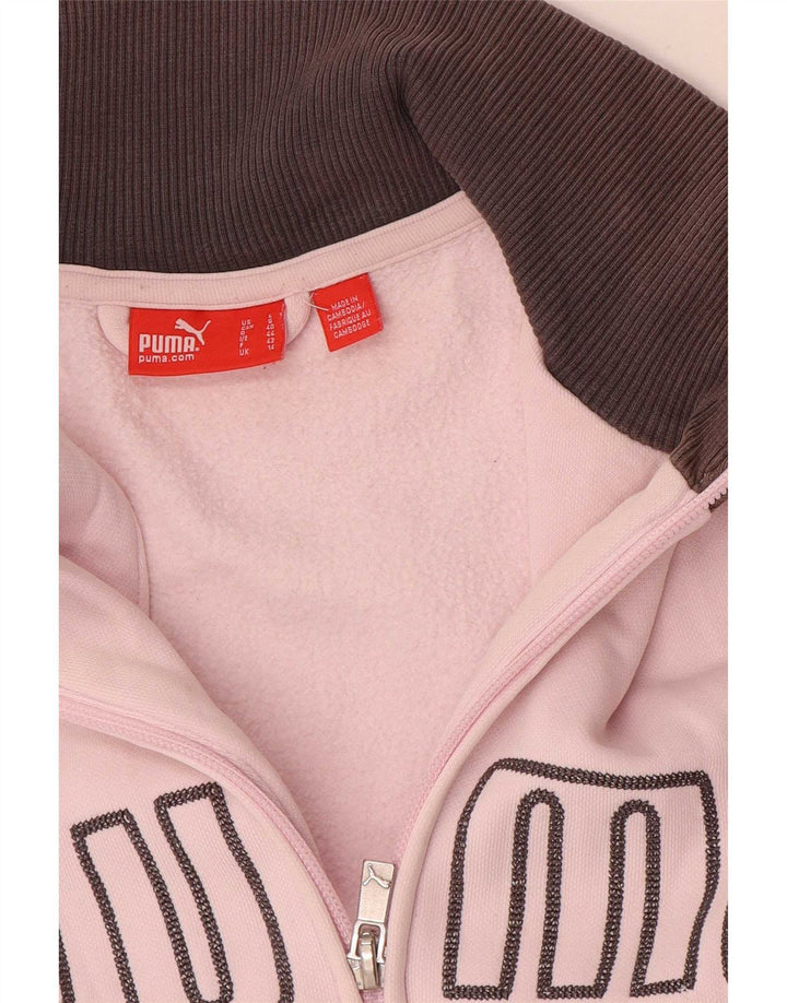 Puma Womens Graphic Tracksuit Top Jacket UK 14 Large Pink Colourblock