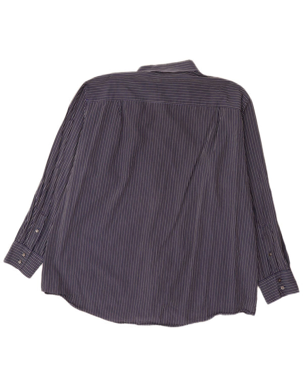 Calvin Klein Jeans Mens Shirt Size 18 2XL Navy Blue Pinstripe Cotton