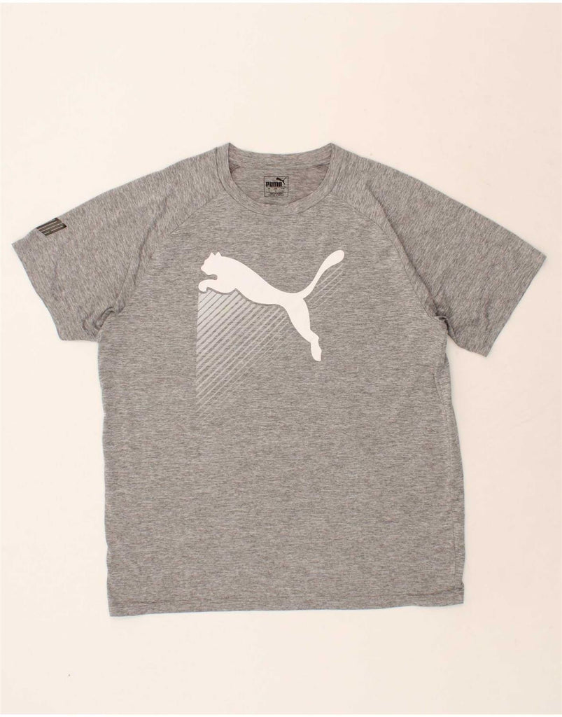 PUMA Mens Graphic T-Shirt Top Large Grey Polyester Vintage Puma and Second-Hand Puma from Messina Hembry 