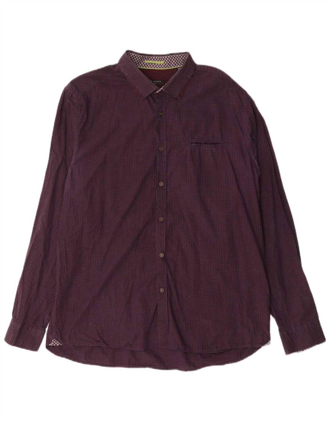 Ted Baker Mens Shirt Size 6 2XL Purple Gingham Cotton