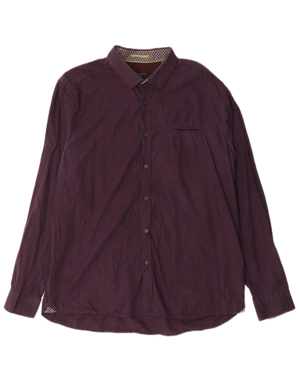 Ted Baker Mens Shirt Size 6 2XL Purple Gingham Cotton