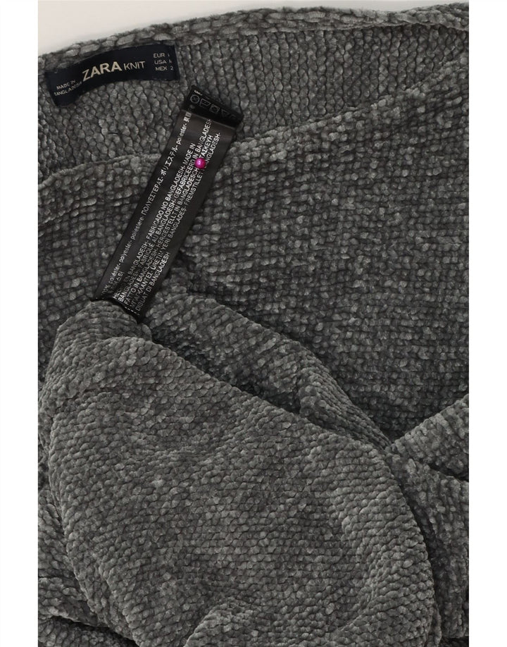 ZARA Womens Oversized Boat Neck Jumper Sweater UK 14 Medium Grey Polyester