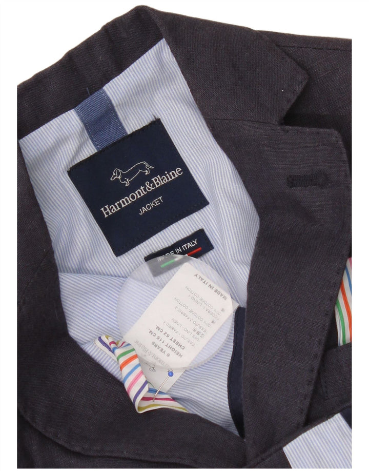 Harmont & Blaine Boys 2 Button Blazer Jacket 5-6 Years Navy Blue Linen