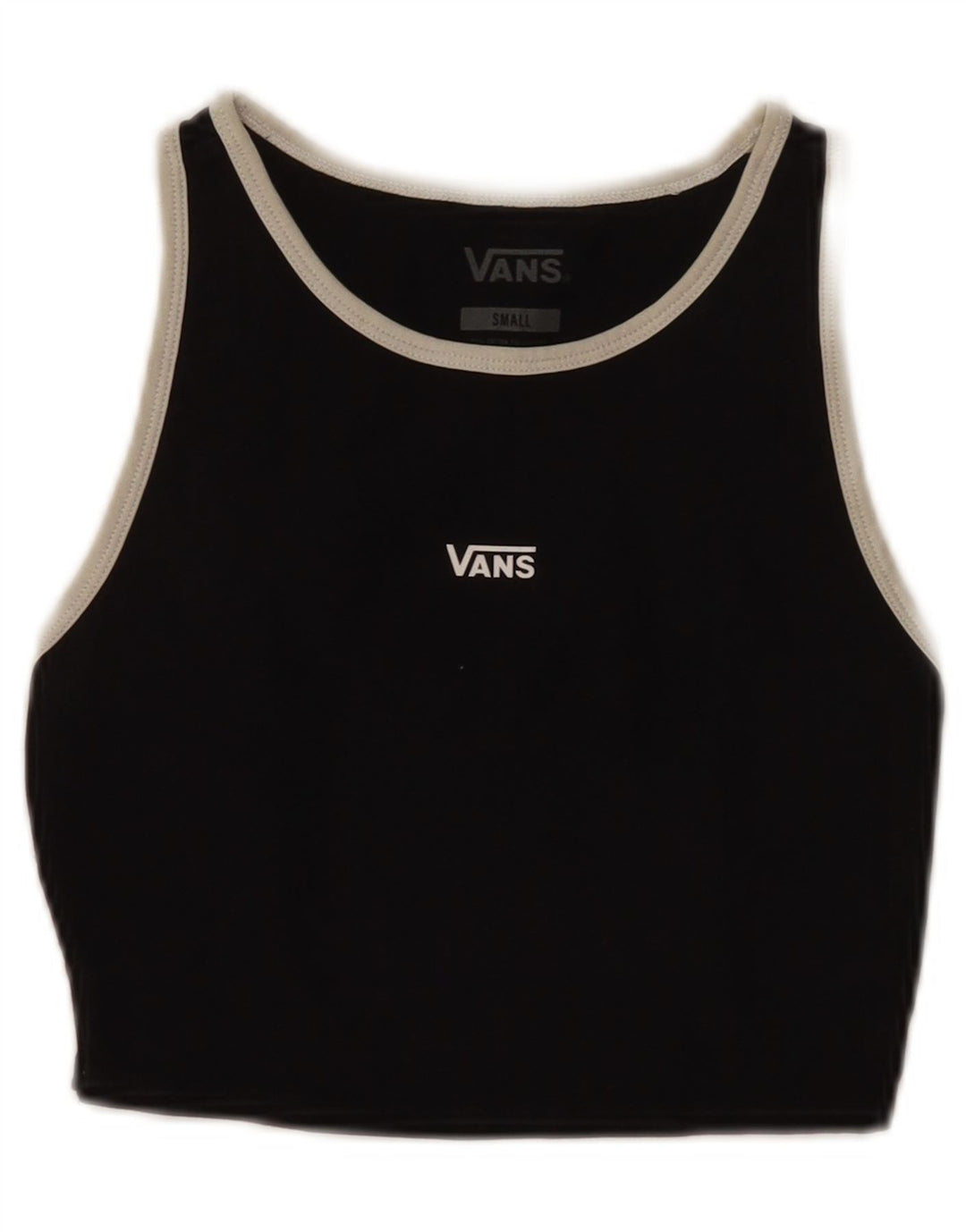 Vans Womens Crop Graphic Vest Top UK 10 Small Black Cotton