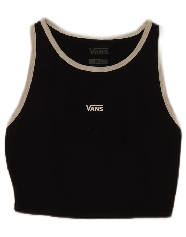 Vans Womens Crop Graphic Vest Top UK 10 Small Black Cotton