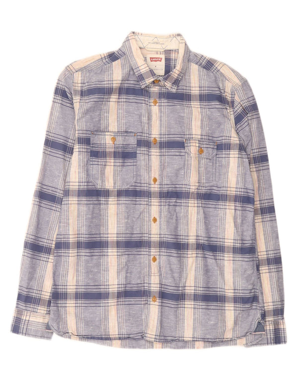 Levi's Mens Shirt Medium Blue Check Cotton