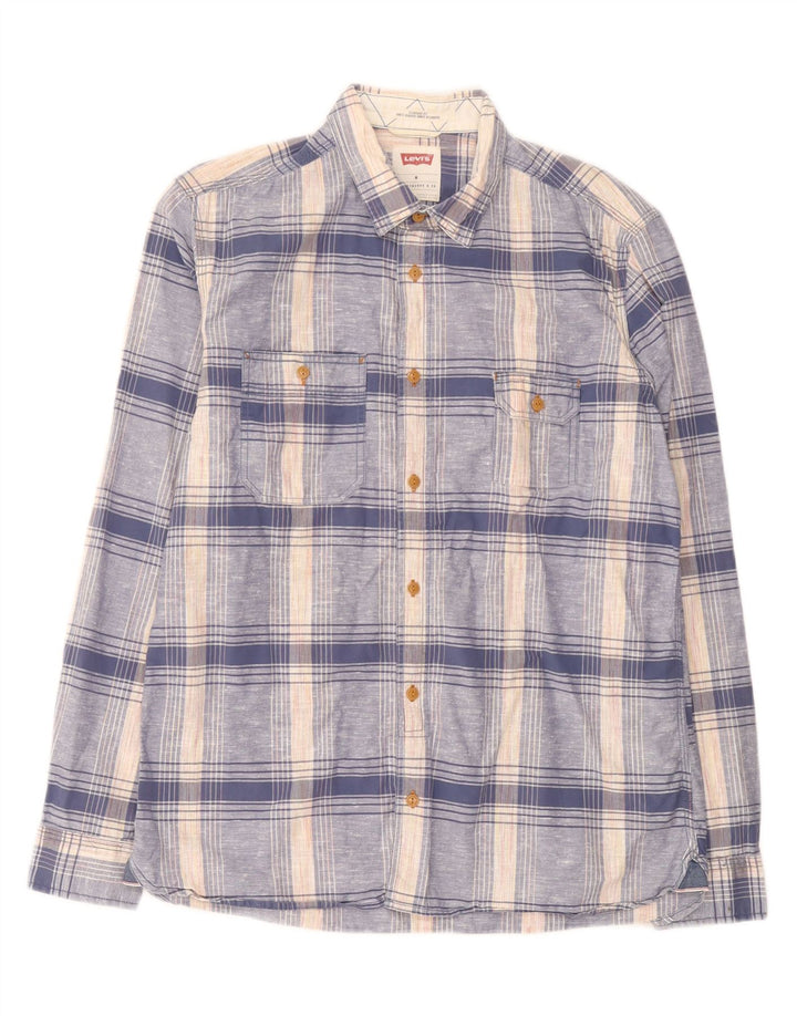 Levi's Mens Shirt Medium Blue Check Cotton