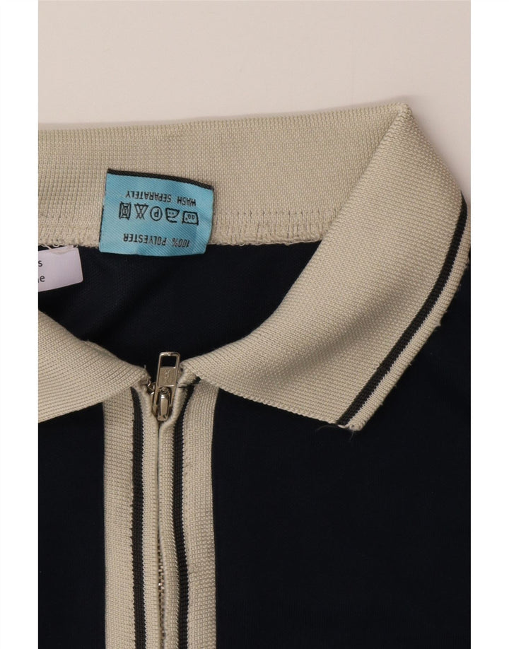 Fishbone Mens Polo Shirt Medium Navy Blue Colourblock Polyester