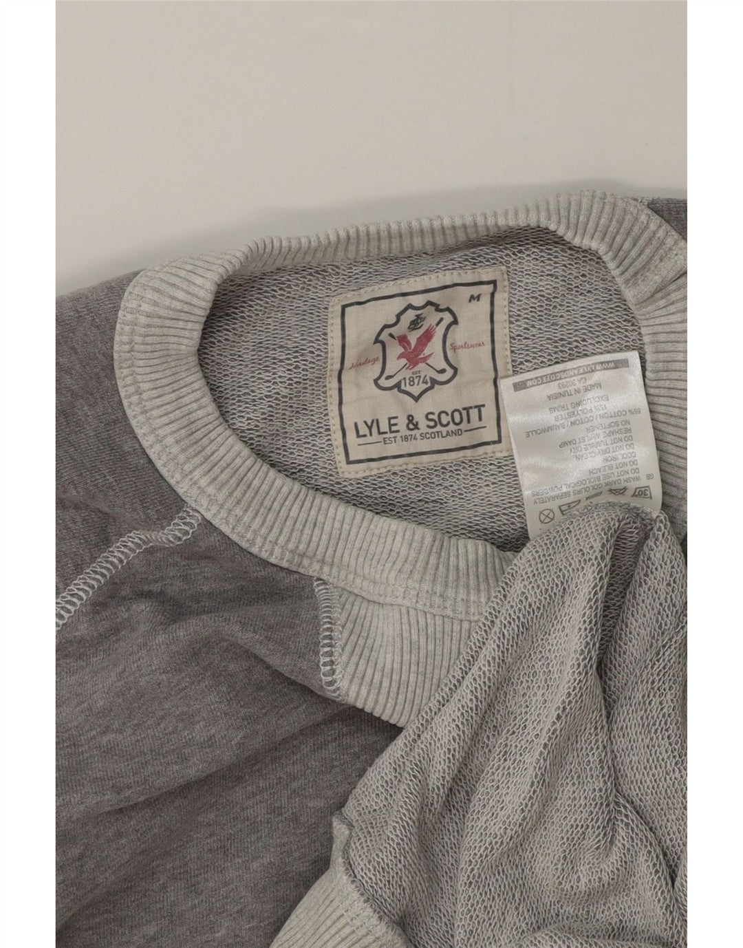 LYLE & SCOTT Mens Short Sleeve Sweatshirt Jumper Medium Grey Cotton