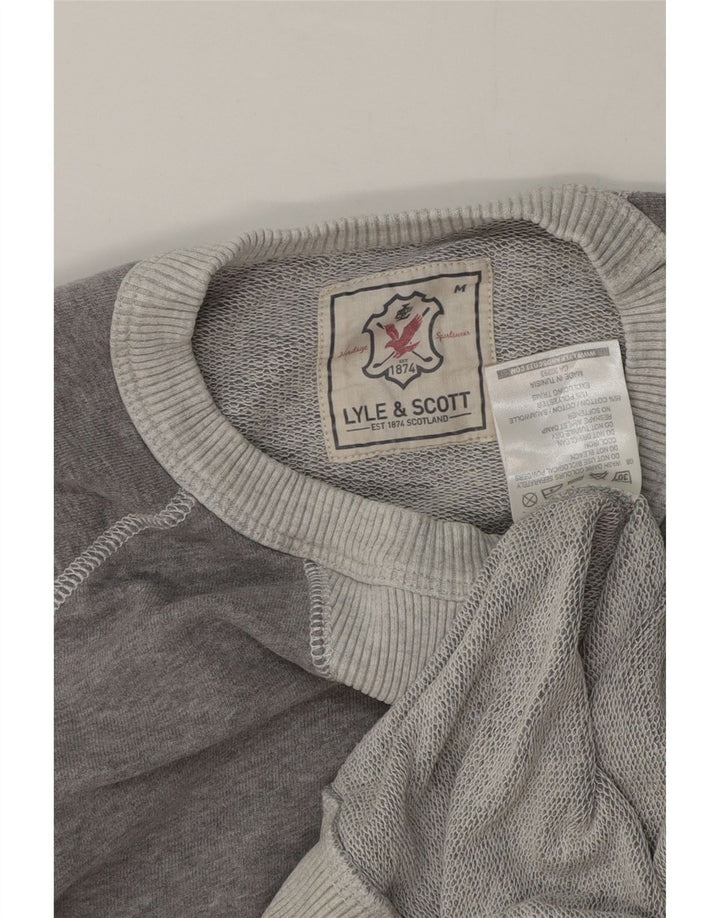 LYLE & SCOTT Mens Short Sleeve Sweatshirt Jumper Medium Grey Cotton