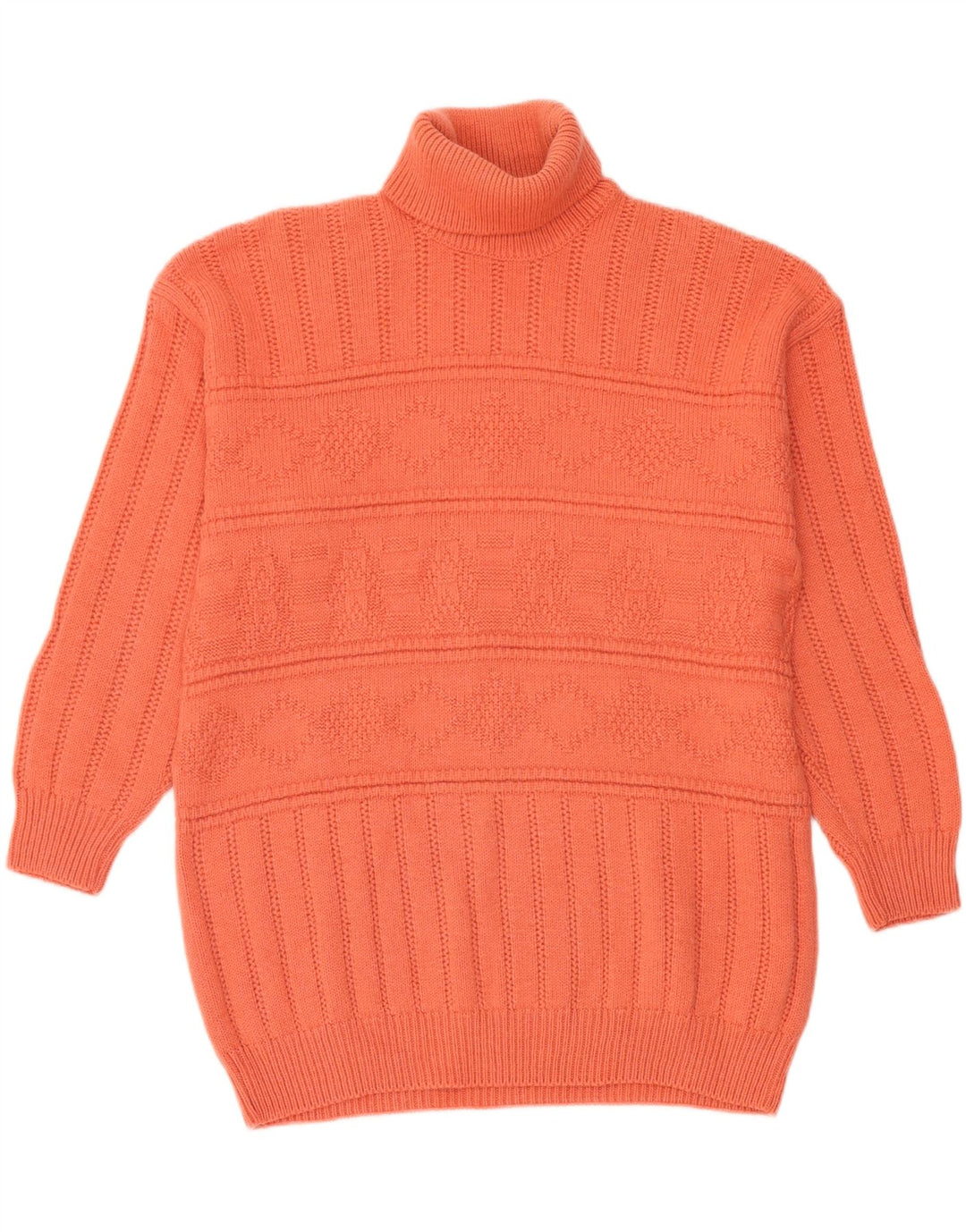 Stefanel Mens Roll Neck Jumper Sweater Large Orange Wool