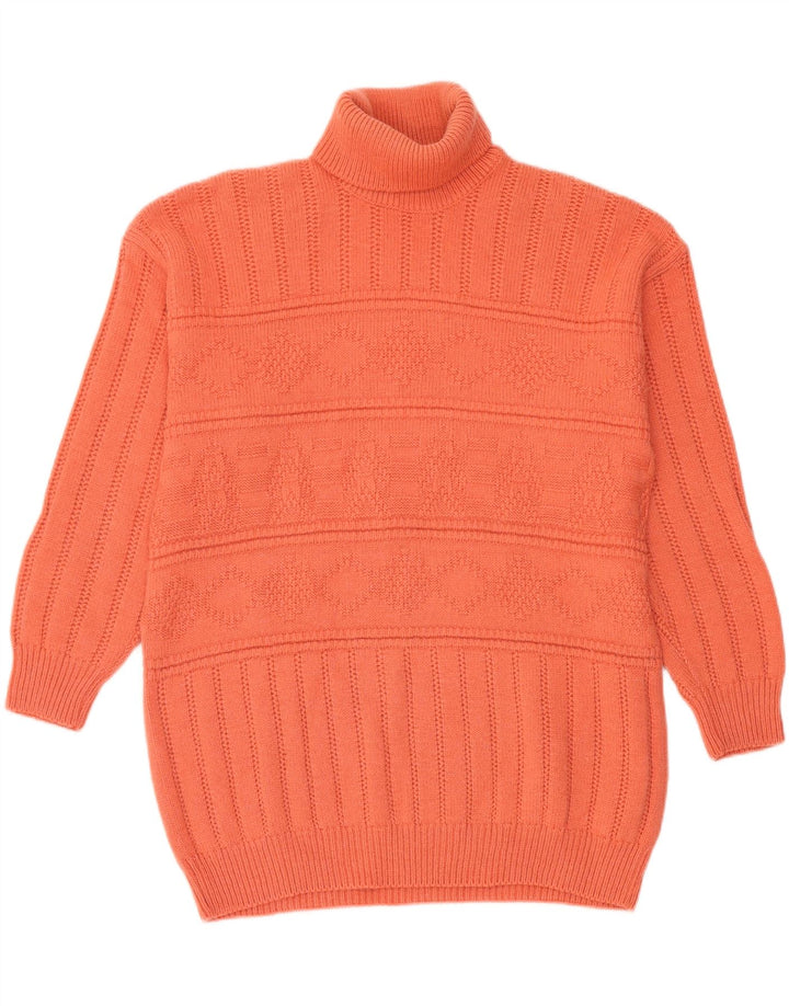 Stefanel Mens Roll Neck Jumper Sweater Large Orange Wool