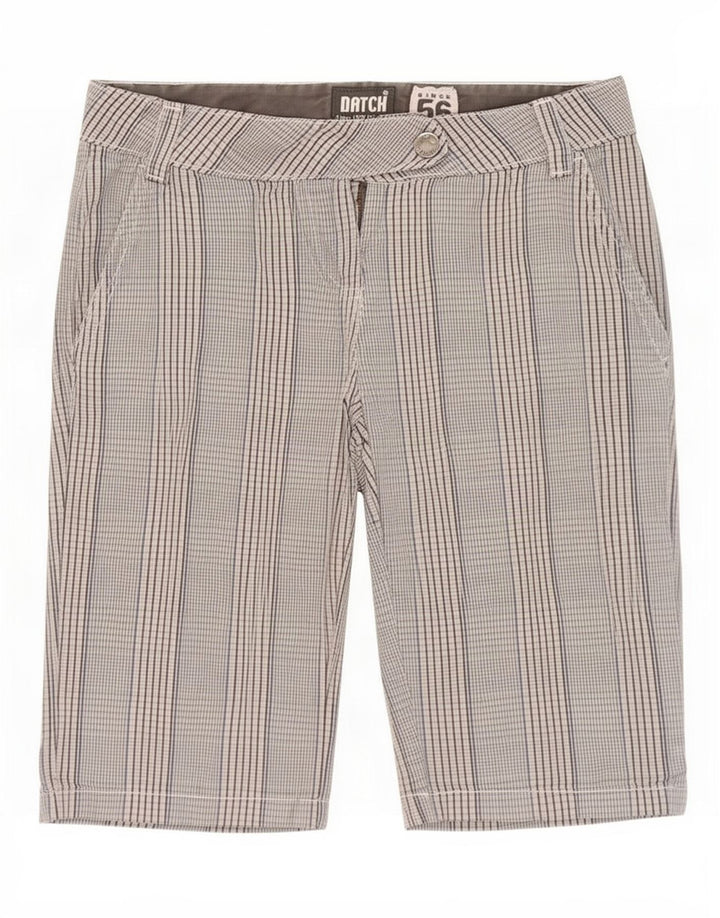 Datch Womens Chino Shorts Small W27 Grey Check Cotton