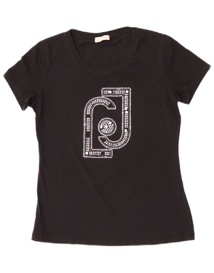 Liu Jo Womens Graphic T-Shirt Top UK 12 Medium Black