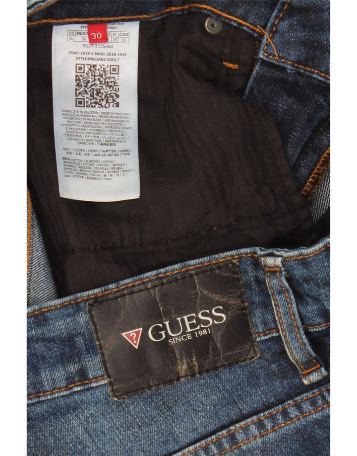 Guess Womens Distressed Slim Jeans W30 L32 Blue Cotton