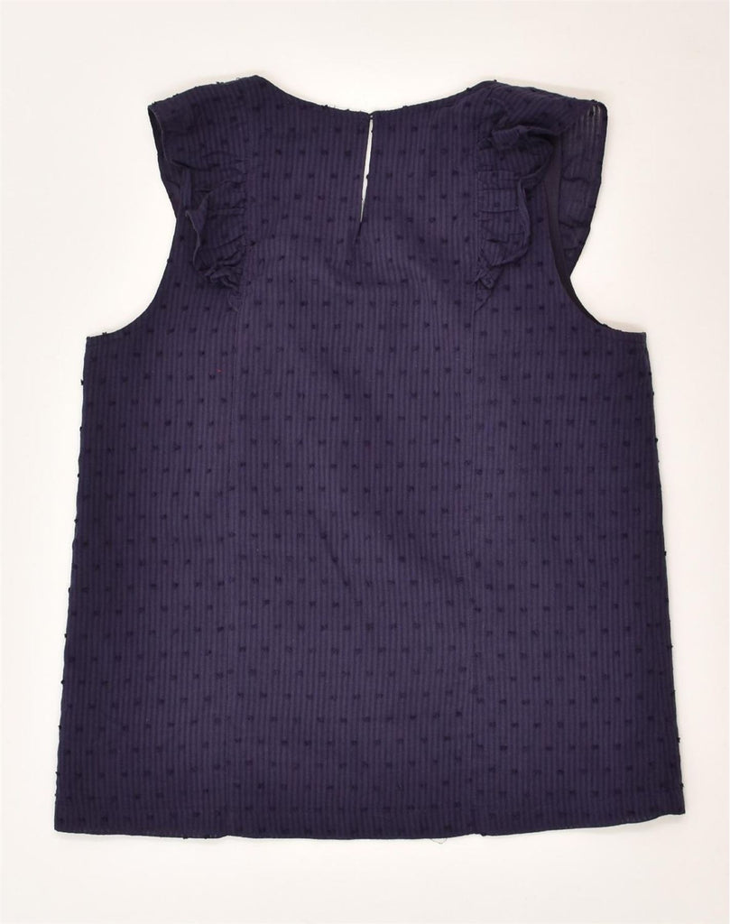 J. CREW Womens Sleeveless Blouse Top US 0 XS Navy Blue Spotted Cotton | Vintage J. Crew | Thrift | Second-Hand J. Crew | Used Clothing | Messina Hembry 