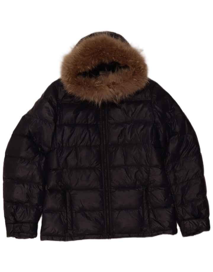 Ellesse Womens Hooded Padded Jacket UK 14 Large Black Nylon