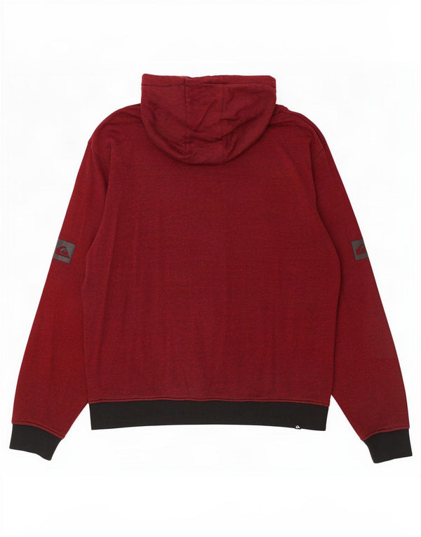 Quiksilver Mens Graphic Hoodie Jumper XL Burgundy Colourblock