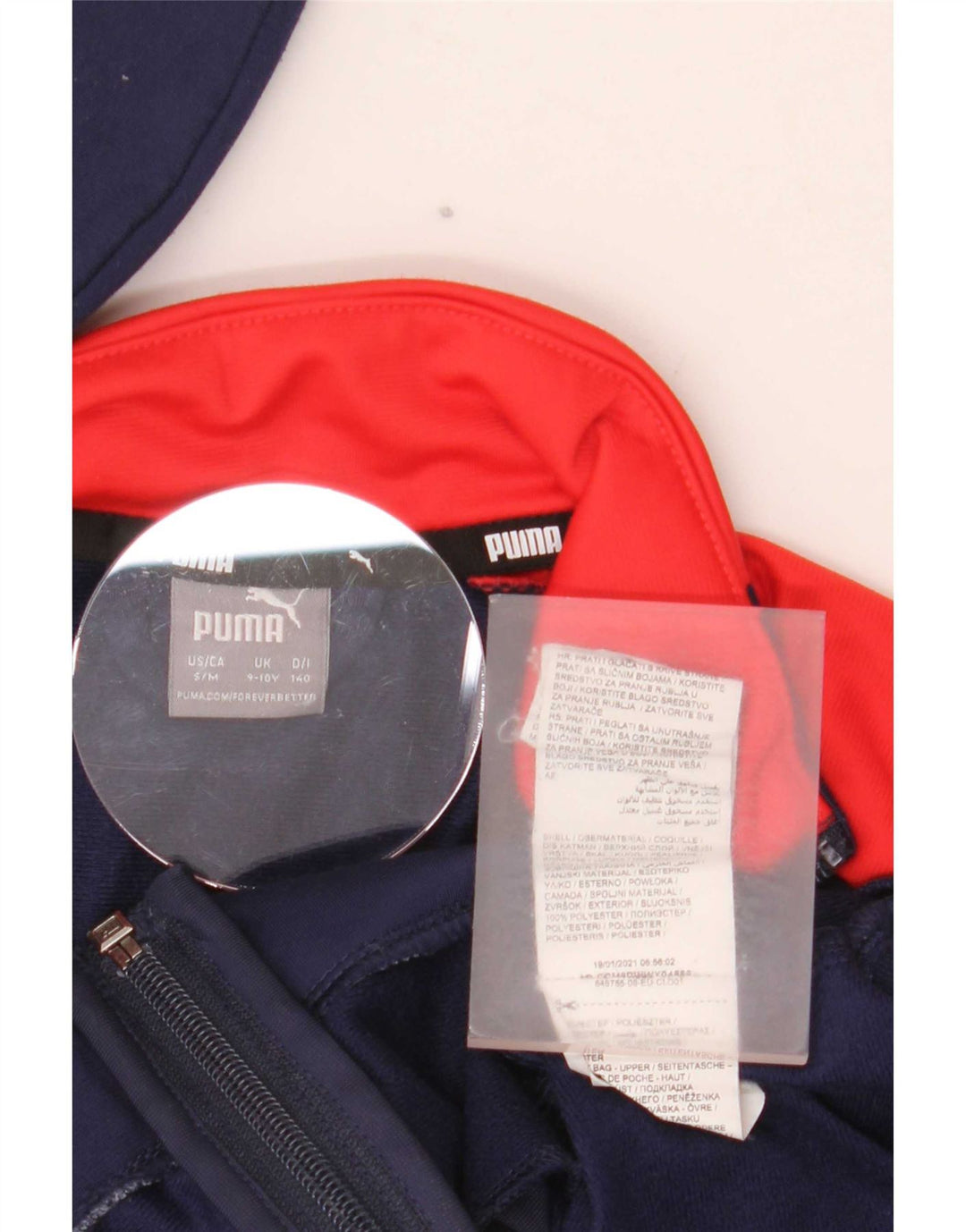Puma Boys Graphic Tracksuit Top Jacket 9-10 Years Navy Blue Colourblock
