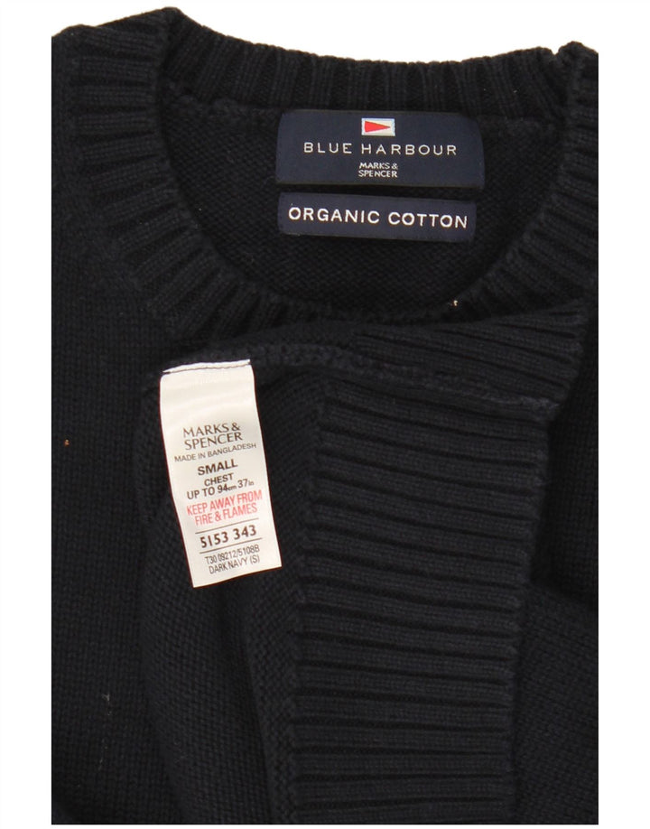 Marks & Spencer Mens Blue Harbour Crew Neck Jumper Sweater Small Navy Blue