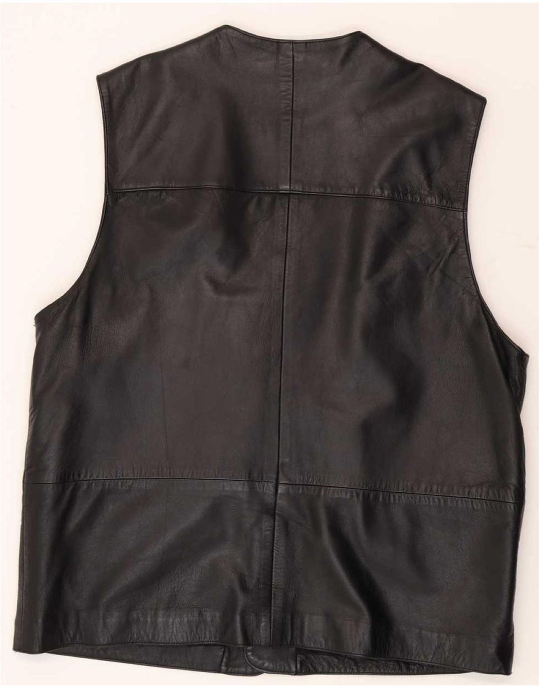 Vintage Mens Leather Gilet UK 38 Medium Black