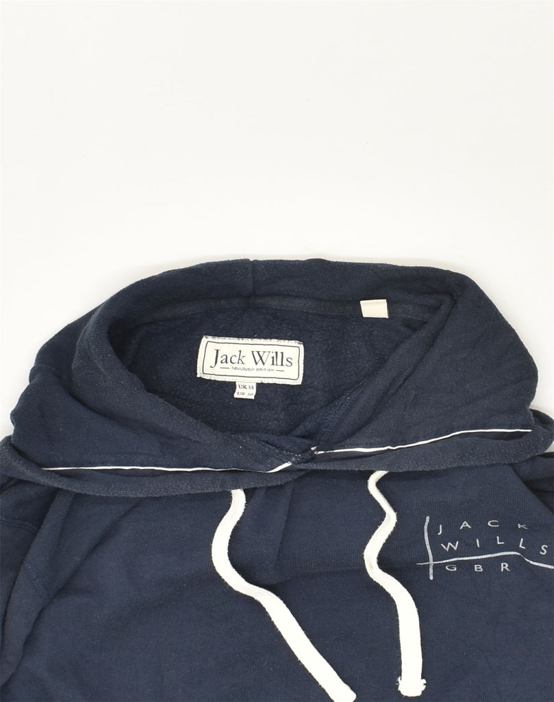 JACK WILLS Womens Hoodie Jumper UK 14 Large Navy Blue Cotton | Vintage Jack Wills | Thrift | Second-Hand Jack Wills | Used Clothing | Messina Hembry 